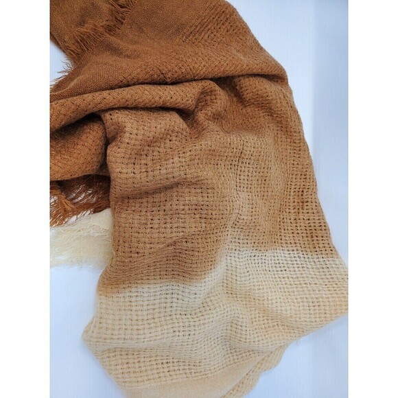 PINS AND NEEDLES ANTHROPOLOGIE TAN OMBRE OVERSIZE SCARF SHAWL WRAP WOMEN OS - Picture 11 of 12